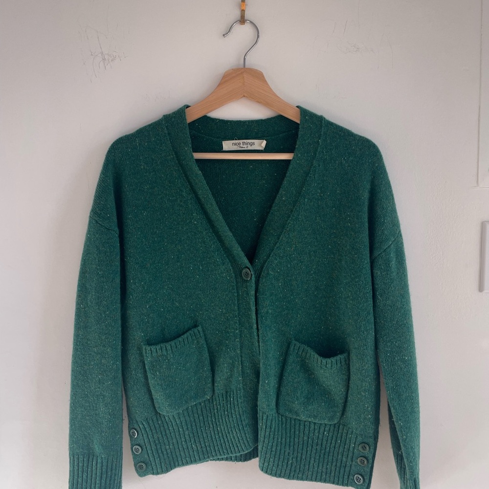 Nice Things Paloma S. Emerald Green Wool Knit Cardigan